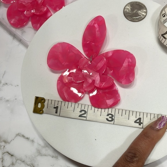 Pink Kiki Flower Oversized Earrings - Picture 11 of 13